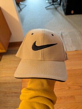 Vintage '90S Y2K 2000s Nike Golf Sports Adjustable Hat Tan Black Dad Hat Cap Vtg